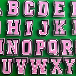 Croc Charms Pink Alphabet Letters and Numbers Charms for Kids and Adults